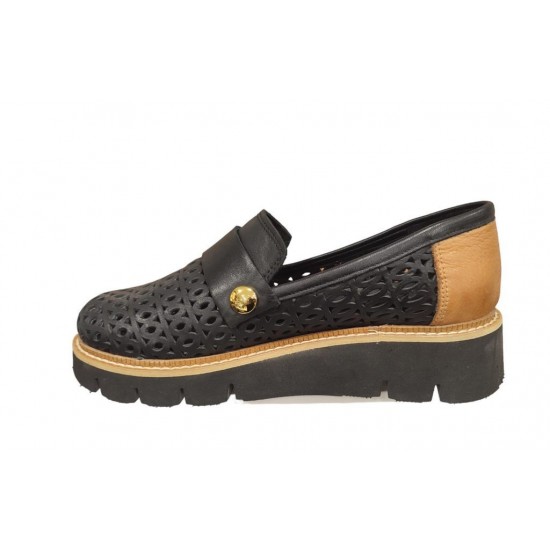 MAMMAMİA D24YA-3415 KALIN TABAN DERİ KADIN LOAFER AYAKKABI